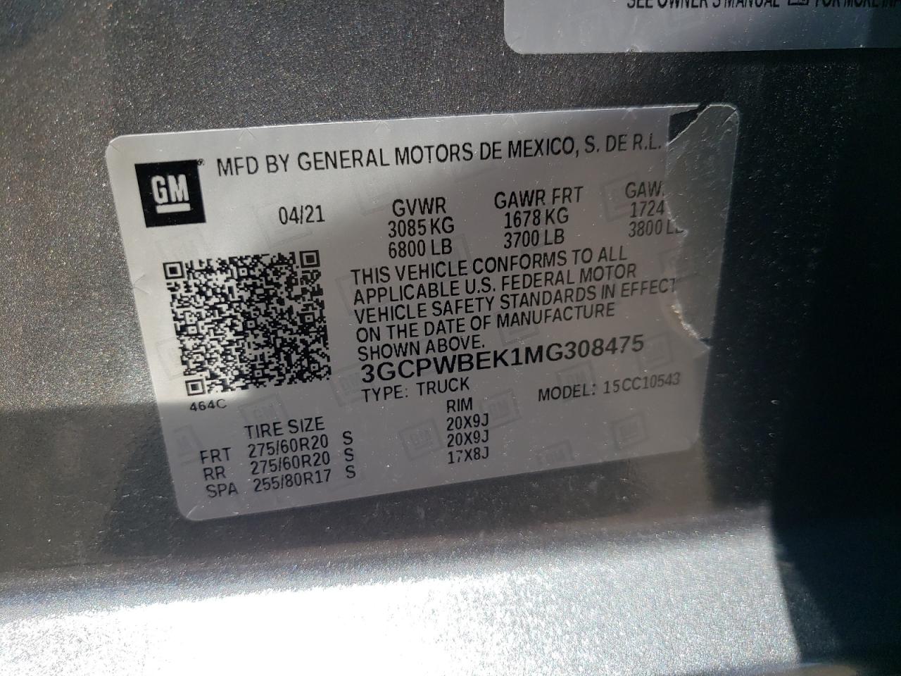 3GCPWBEK1MG308475 2021 Chevrolet Silverado C1500 Custom