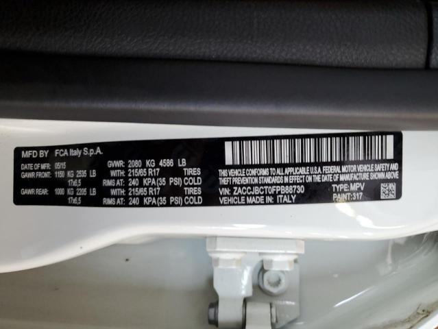 2015 Jeep Renegade Trailhawk VIN: ZACCJBCT0FPB88730 Lot: 62608564