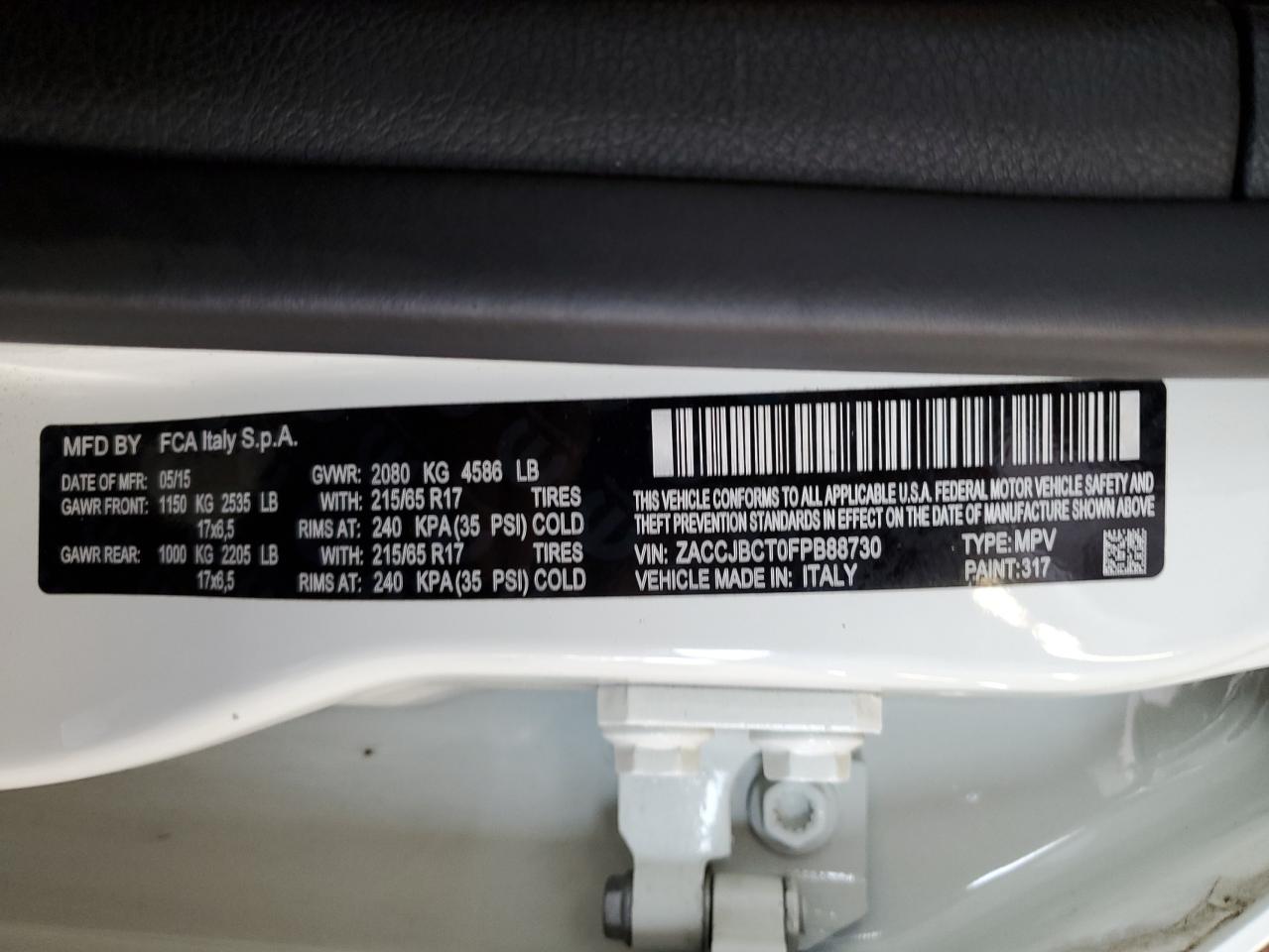 ZACCJBCT0FPB88730 2015 Jeep Renegade Trailhawk