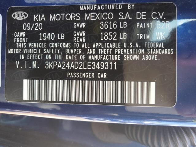 2020 Kia Rio Lx VIN: 3KPA24AD2LE349311 Lot: 62361444