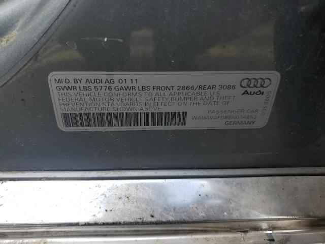 2011 Audi A8 Quattro VIN: WAUAVAFD8BN014852 Lot: 62359694