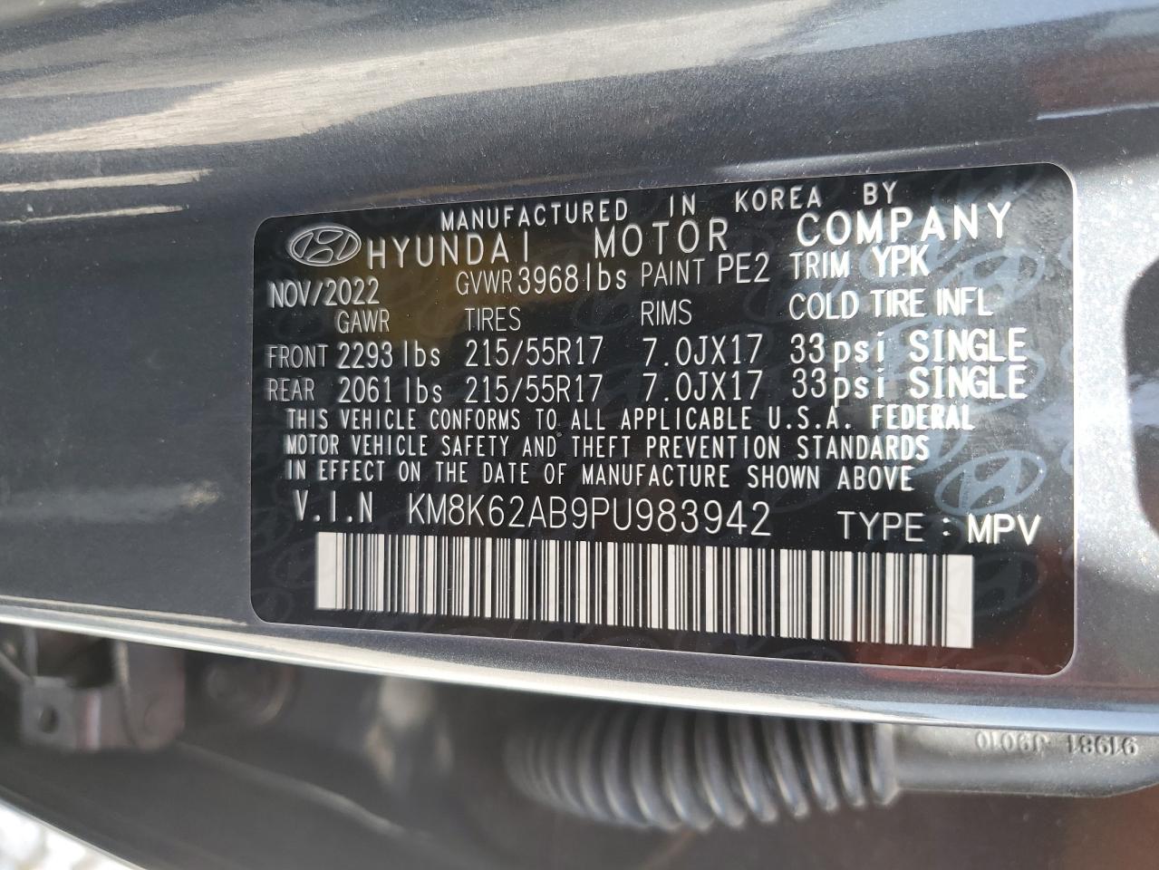 KM8K62AB9PU983942 2023 Hyundai Kona Sel