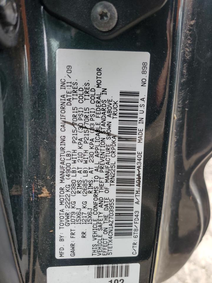 5TETX4CN1AZ703955 2010 Toyota Tacoma Access Cab