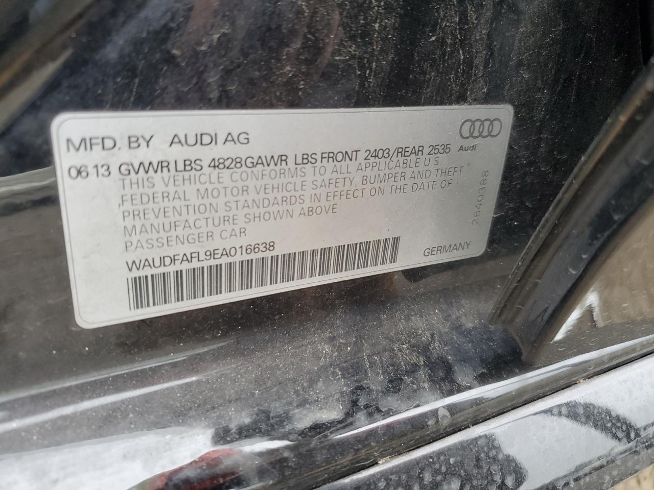 WAUDFAFL9EA016638 2014 Audi A4 Premium