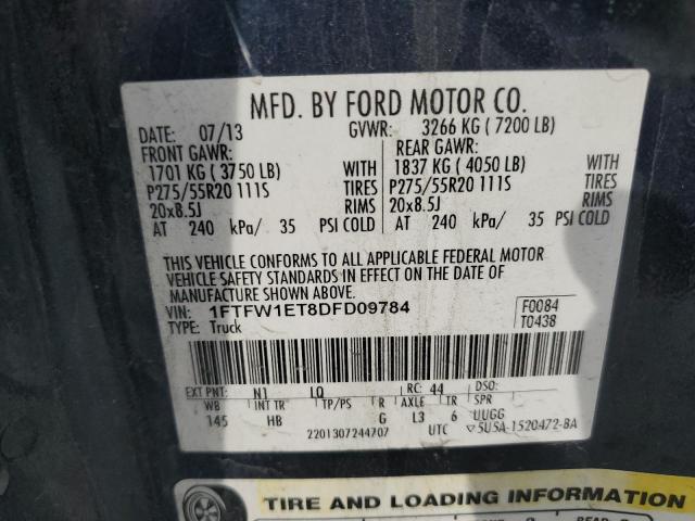 2013 Ford F150 Supercrew VIN: 1FTFW1ET8DFD09784 Lot: 62279014