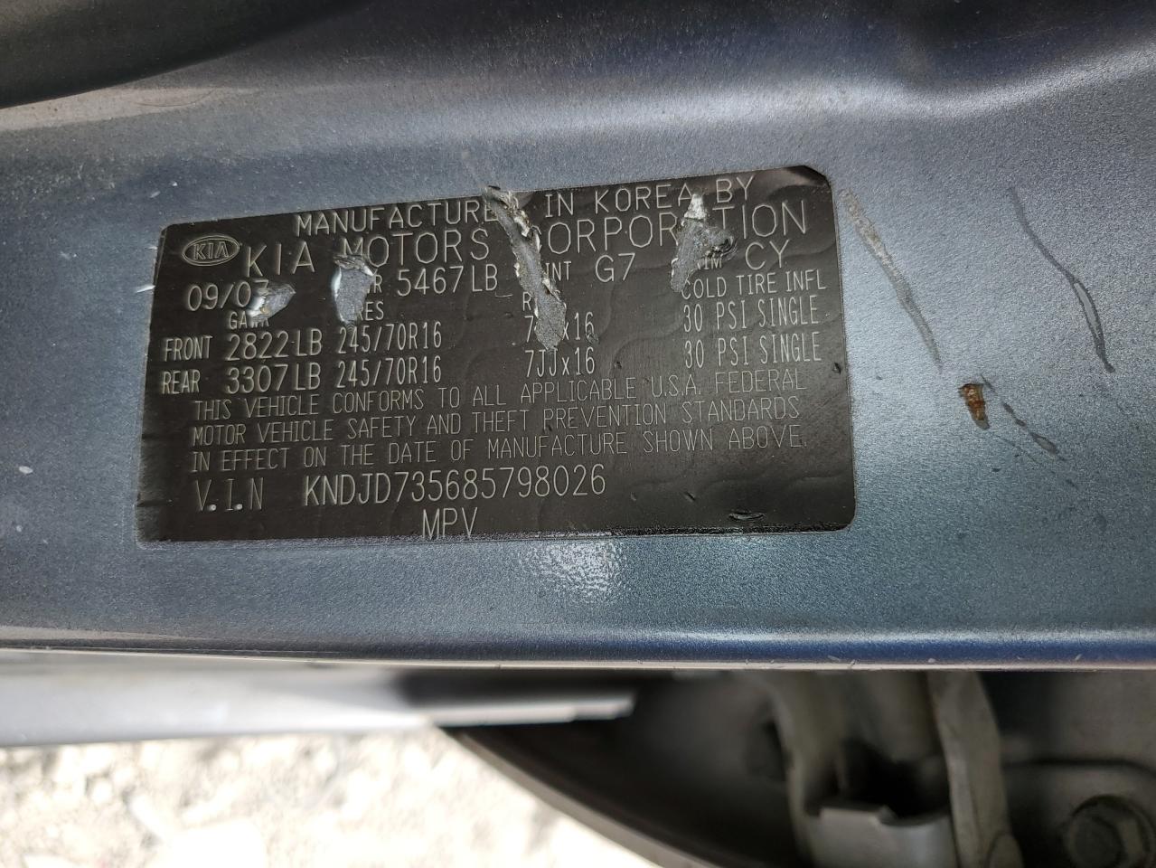 KNDJD735685798026 2008 Kia Sorento Ex