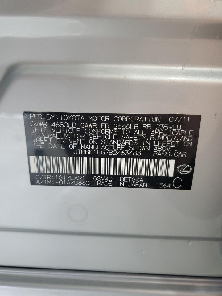 JTHBK1EG7B2463483 2011 Lexus Es 350