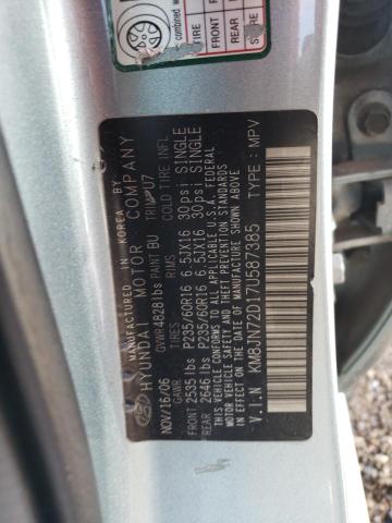 2007 Hyundai Tucson Se VIN: KM8JN72D17U587385 Lot: 60512054