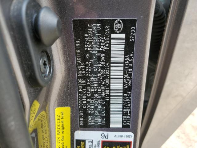 VIN 4T1BD1FK0HU202364 2017 Toyota Camry, Hybrid no.13