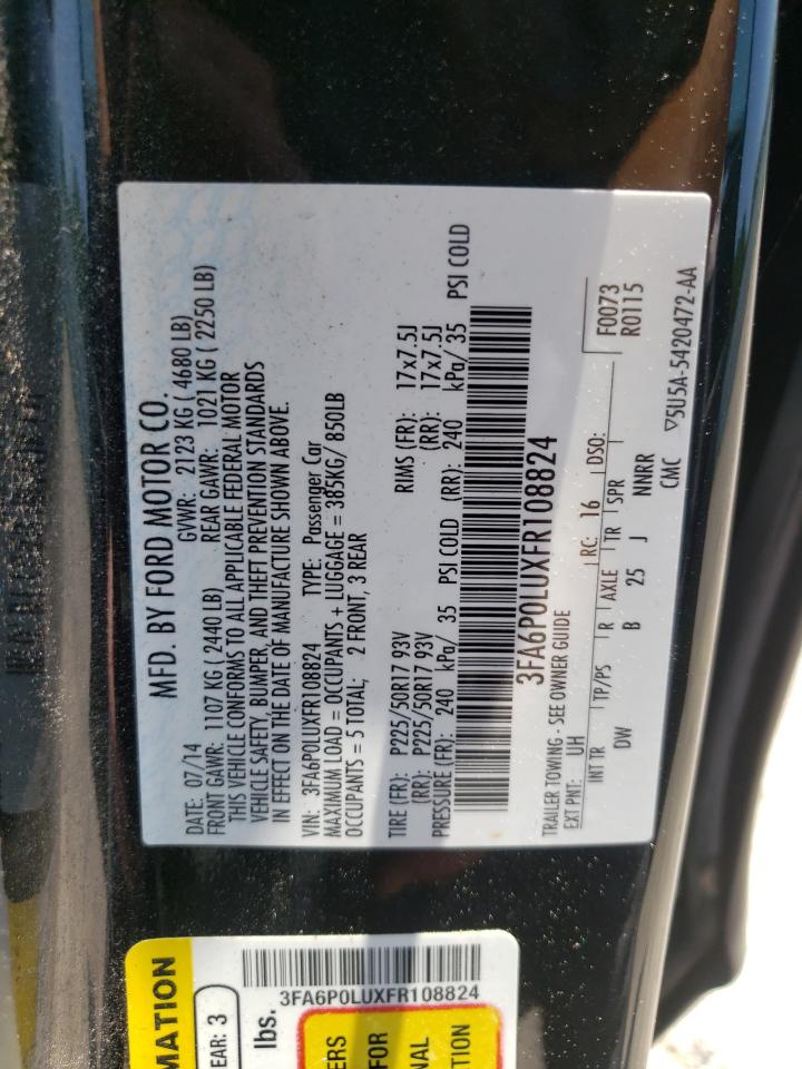 3FA6P0LUXFR108824 2015 Ford Fusion Se Hybrid