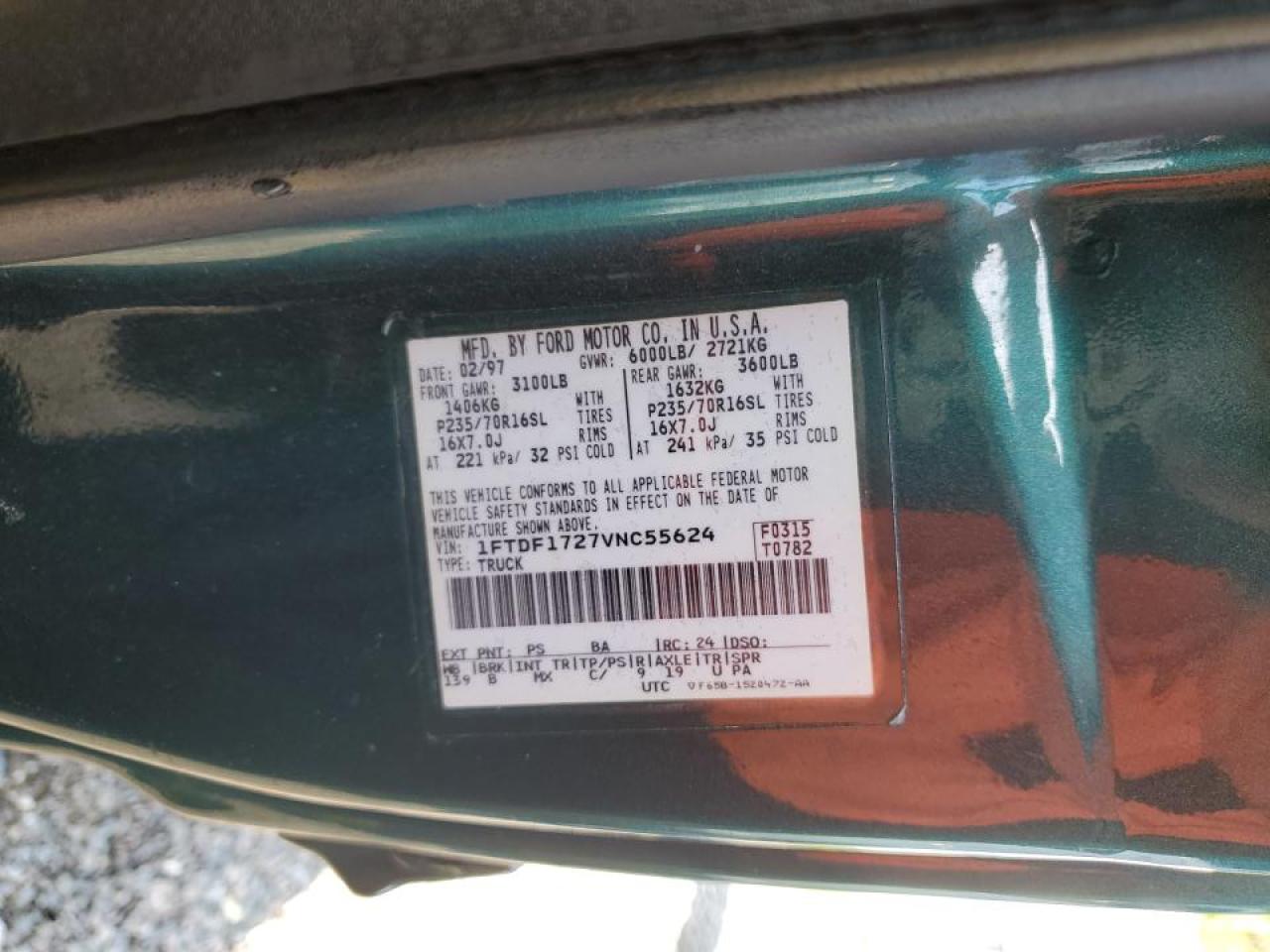 1FTDF1727VNC55624 1997 Ford F150