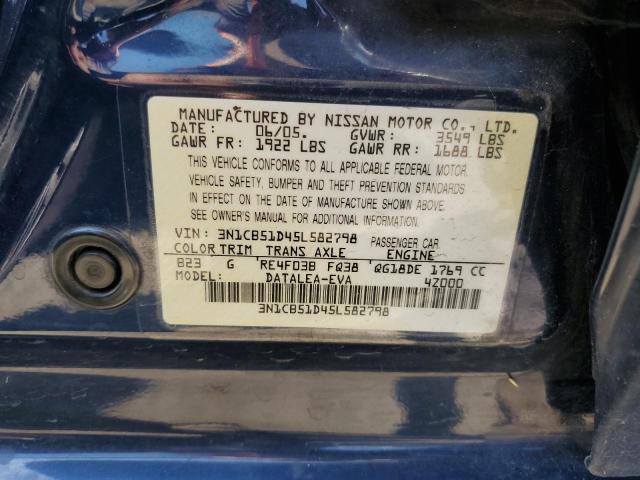 2005 Nissan Sentra 1.8 VIN: 3N1CB51D45L582798 Lot: 62449744