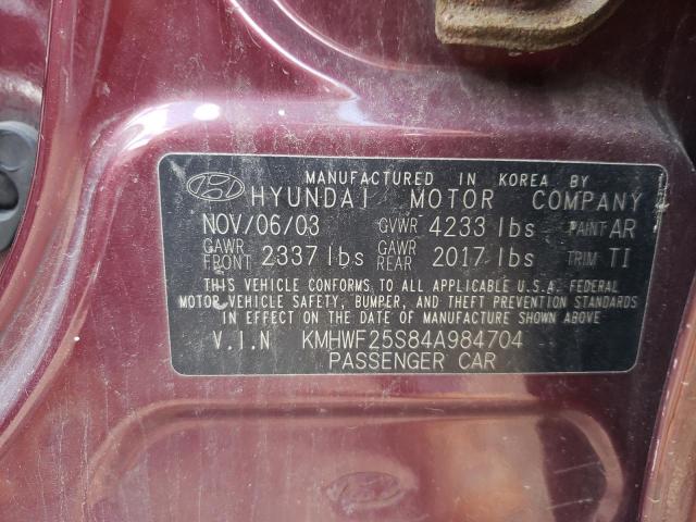 2004 Hyundai Sonata Gl VIN: KMHWF25S84A984704 Lot: 62114174