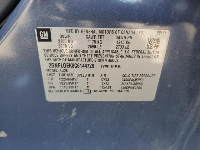 2012 Chevrolet Equinox Ltz VIN: 2GNFLGEK8C6144726 Lot: 62532184