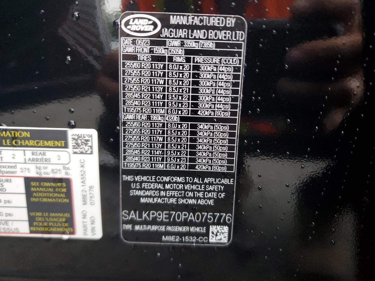 SALKP9E70PA075776 2023 Land Rover Range Rover Se