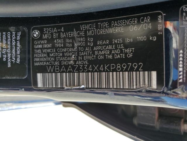 2004 BMW 325 Is Sulev VIN: WBAAZ334X4KP89792 Lot: 61724934