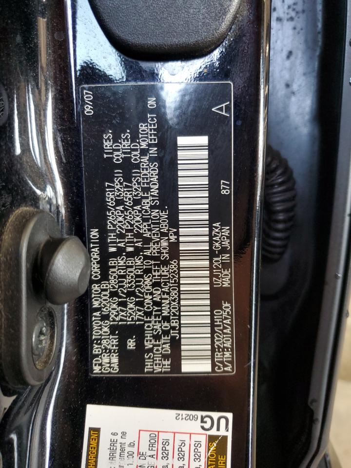 JTJBT20X380152386 2008 Lexus Gx 470