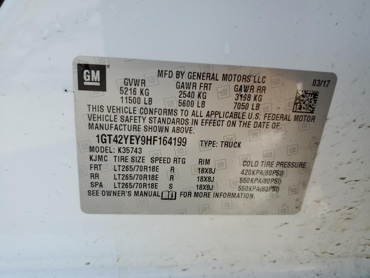 1GT42YEY9HF164199 2017 GMC Sierra K3500 Denali