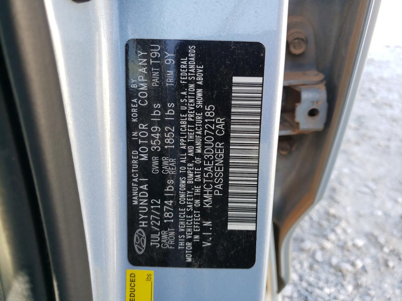 KMHCT5AE3DU072185 2013 Hyundai Accent Gls