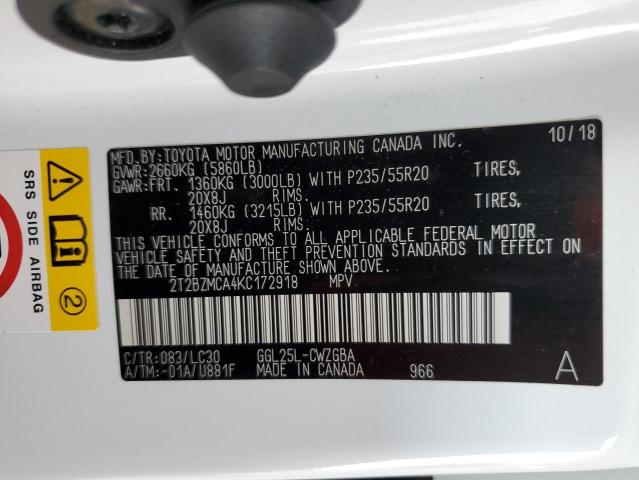 2019 LEXUS RX 350 BAS - 2T2BZMCA4KC172918
