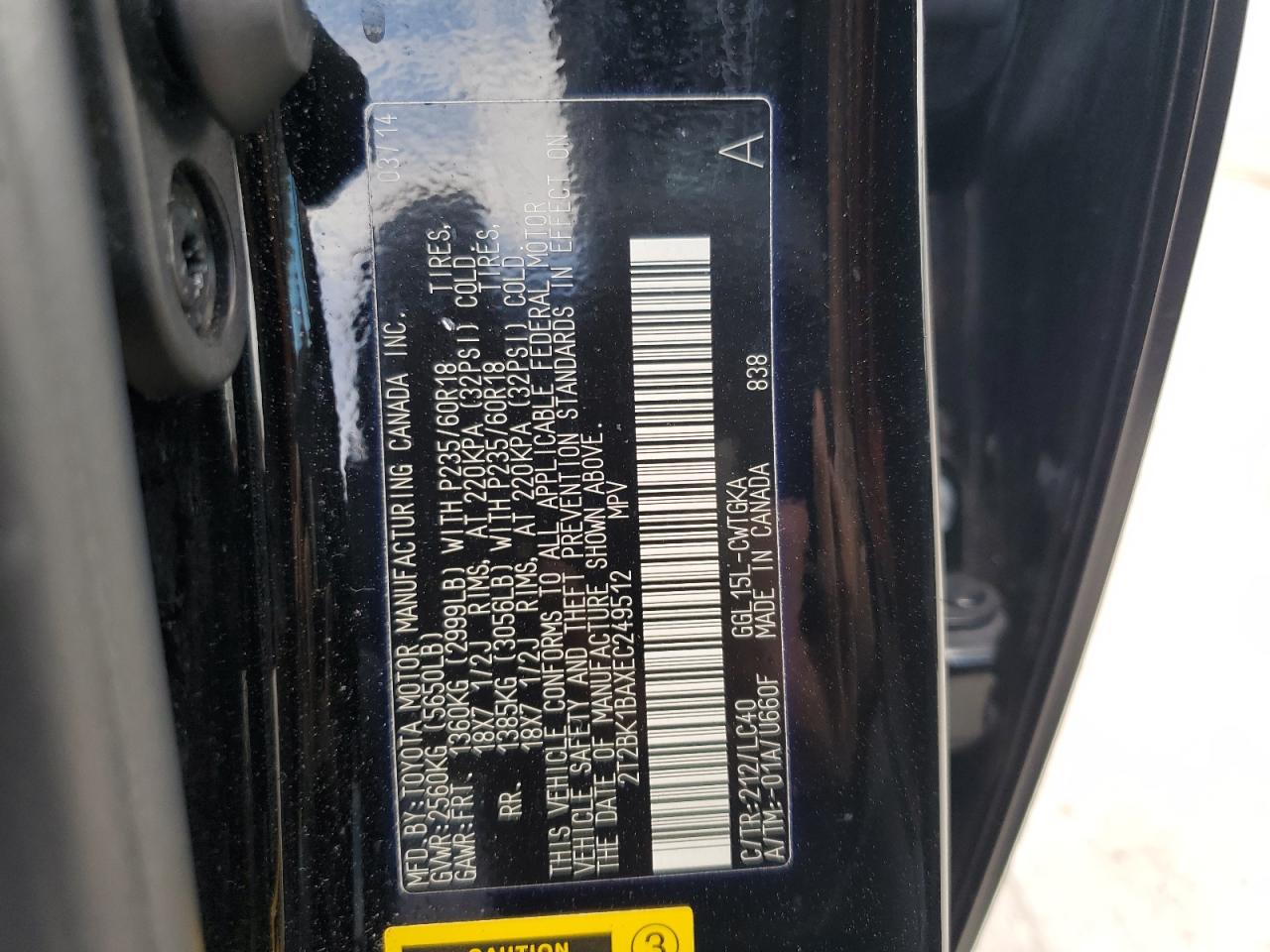 2T2BK1BAXEC249512 2014 Lexus Rx 350 Base