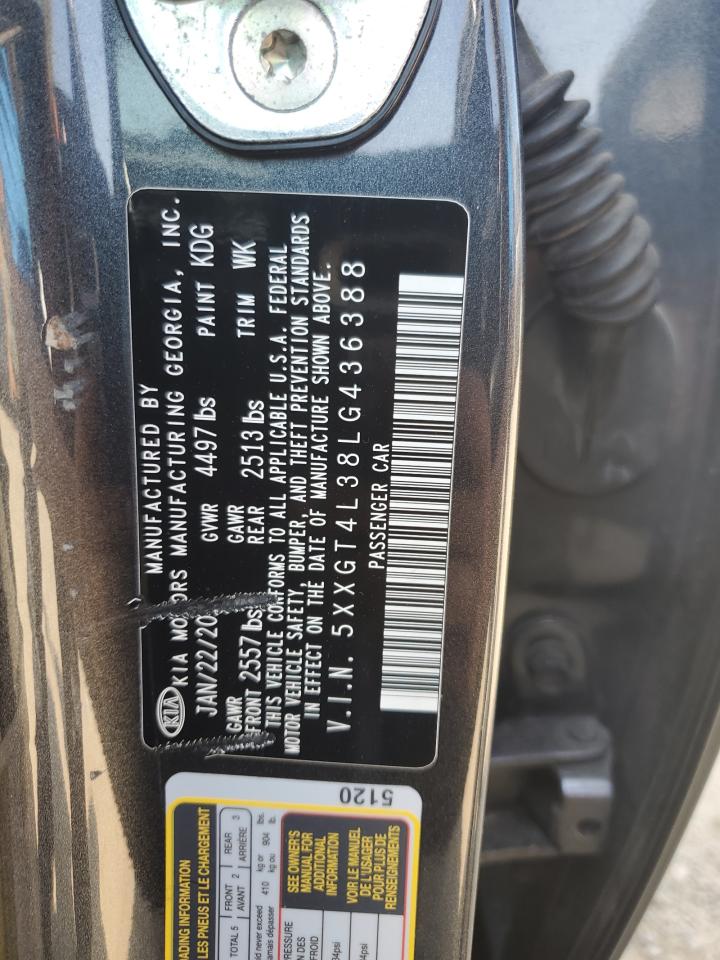 5XXGT4L38LG436388 2020 Kia Optima Lx