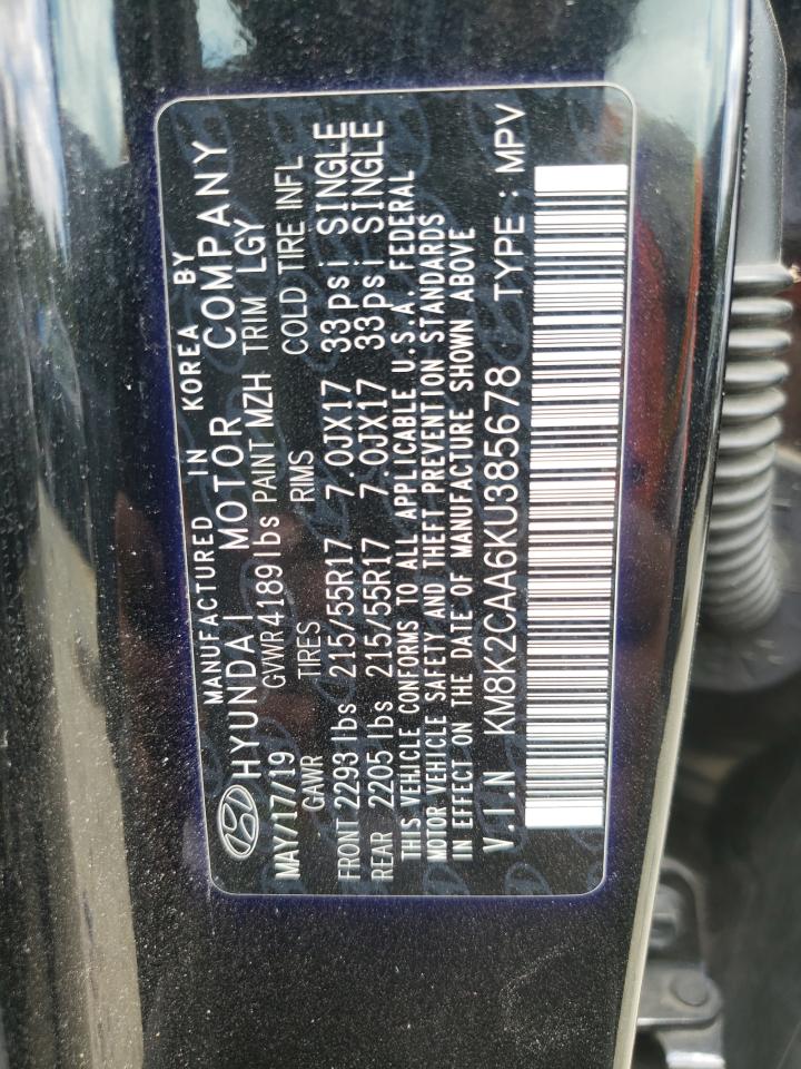 KM8K2CAA6KU385678 2019 Hyundai Kona Sel