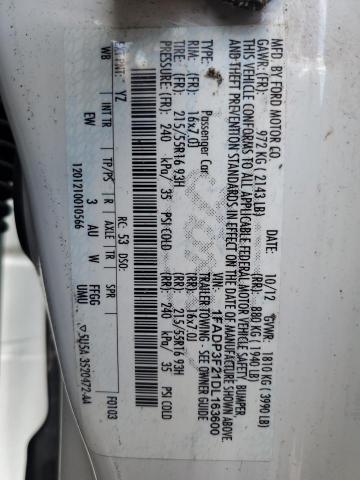 VIN 1FADP3F21DL163600 2013 Ford Focus, SE no.13