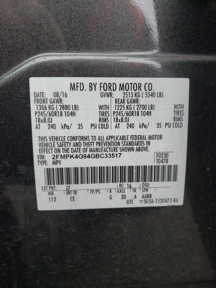 2FMPK4G94GBC33517 2016 Ford Edge Se