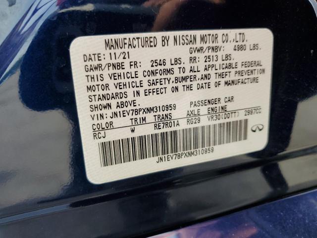 2022 Infiniti Q50 Luxe VIN: JN1EV7BPXNM310959 Lot: 62120864