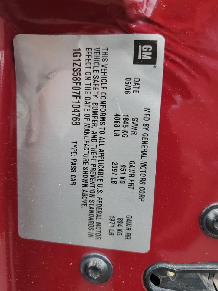 1G1ZS58F07F104768 2007 Chevrolet Malibu Ls