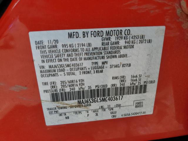 VIN MAJ6S3GL5MC403617 2021 FORD ECOSPORT no.13