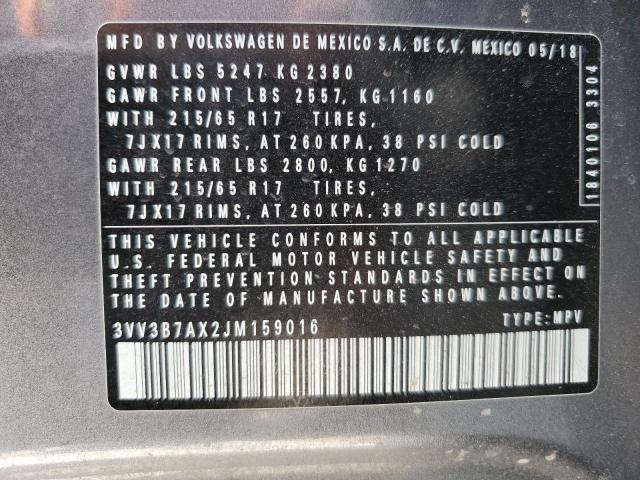 2018 VOLKSWAGEN TIGUAN SE - 3VV3B7AX2JM159016