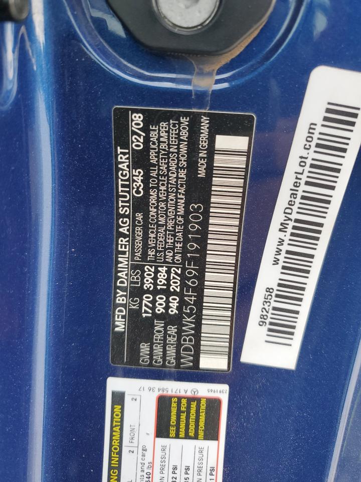 WDBWK54F69F191903 2009 Mercedes-Benz Slk 300