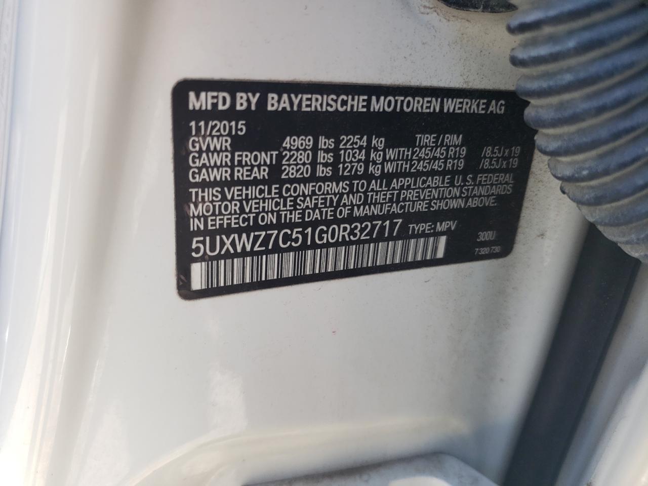 5UXWZ7C51G0R32717 2016 BMW X3 Sdrive28I