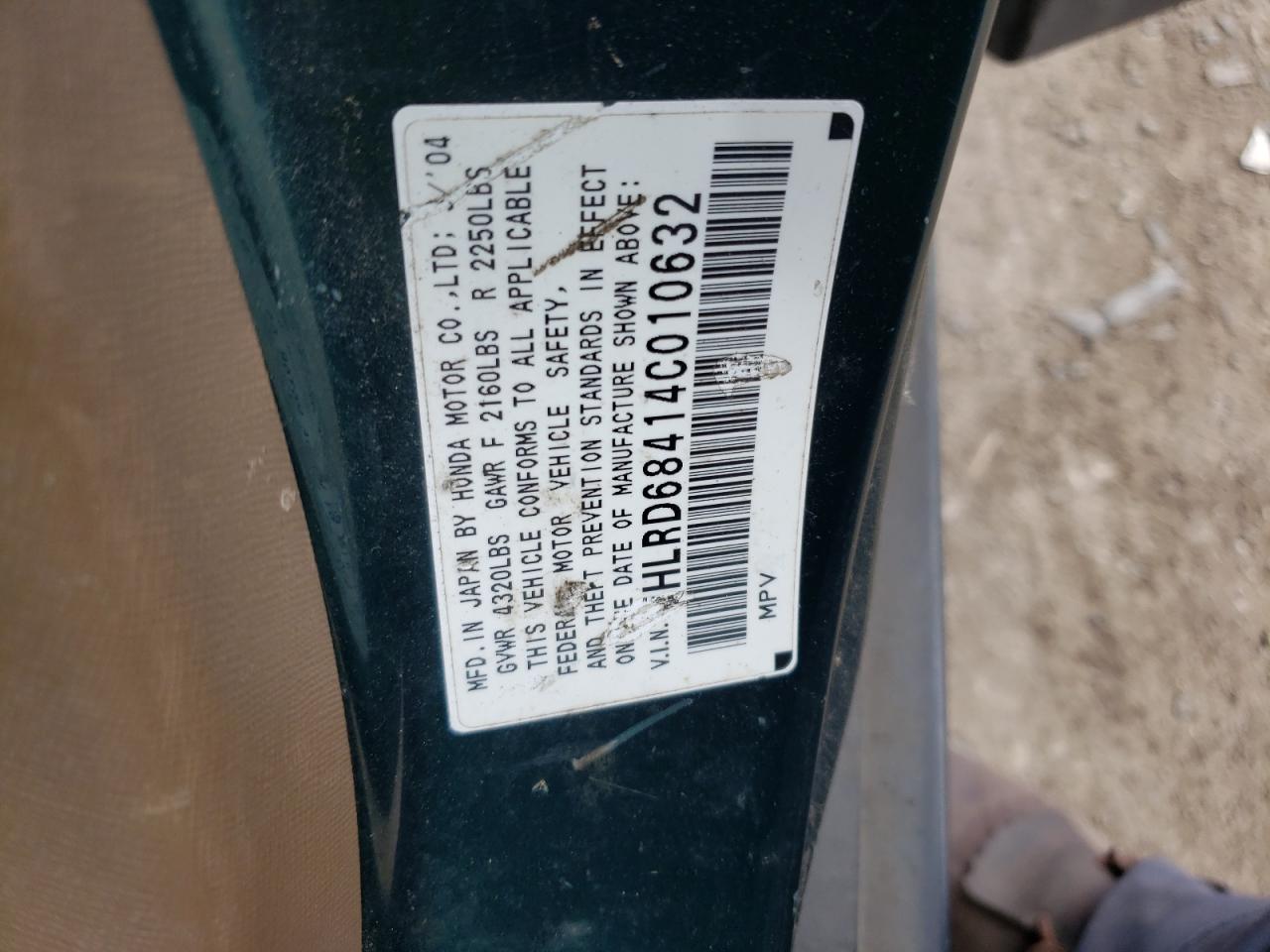 JHLRD68414C010632 2004 Honda Cr-V Lx