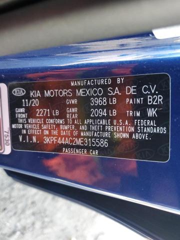 2021 Kia Forte Gt VIN: 3KPF44AC2ME315586 Lot: 60753184