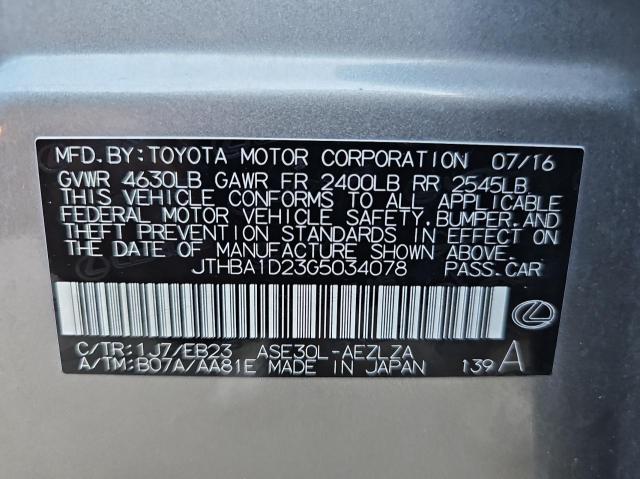 2016 Lexus Is 200T VIN: JTHBA1D23G5034078 Lot: 61606514