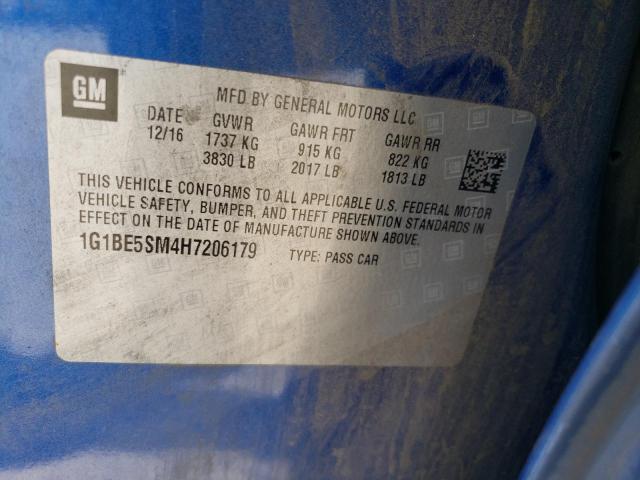 2017 CHEVROLET CRUZE LT - 1G1BE5SM4H7206179