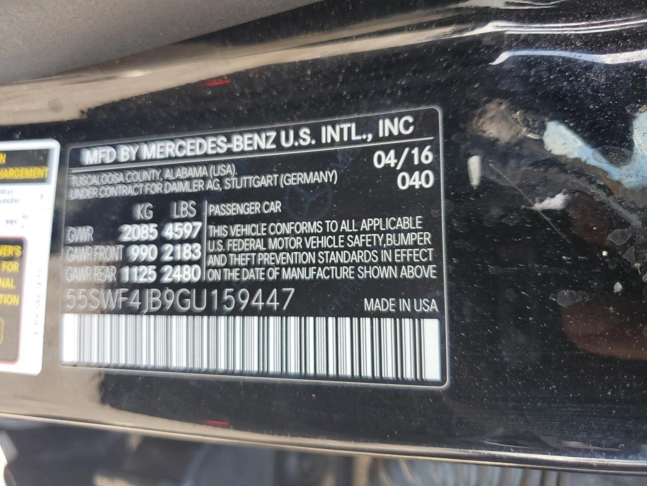 55SWF4JB9GU159447 2016 Mercedes-Benz C 300