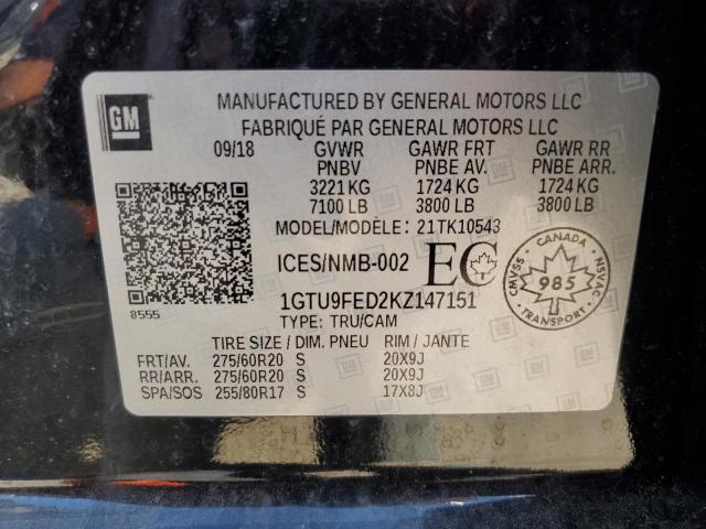2019 GMC SIERRA K15 - 1GTU9FED2KZ147151
