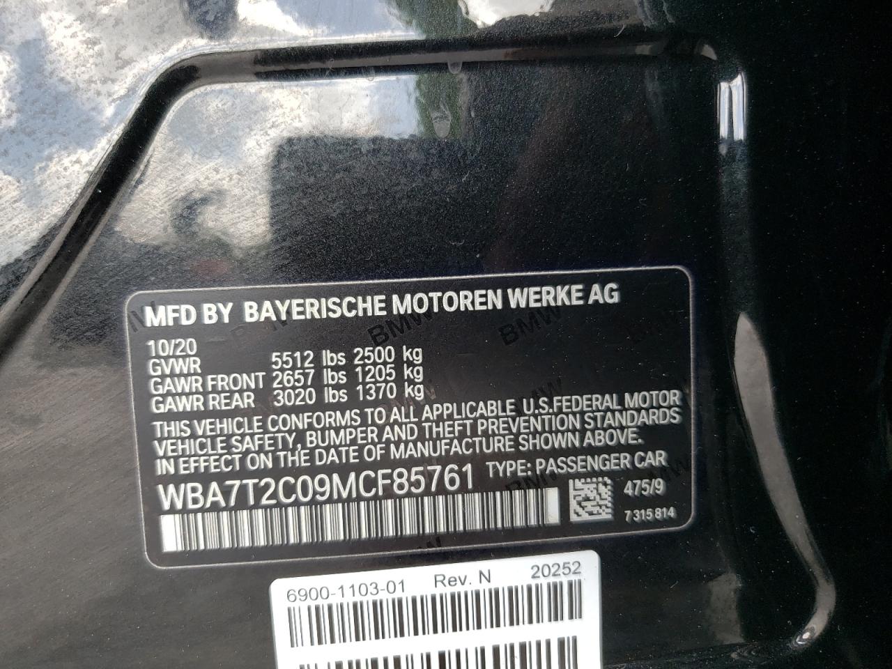 WBA7T2C09MCF85761 2021 BMW 740 I