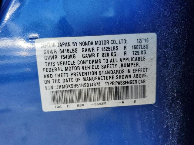 2017 Honda Fit Lx VIN: JHMGK5H51HS014378 Lot: 61095554