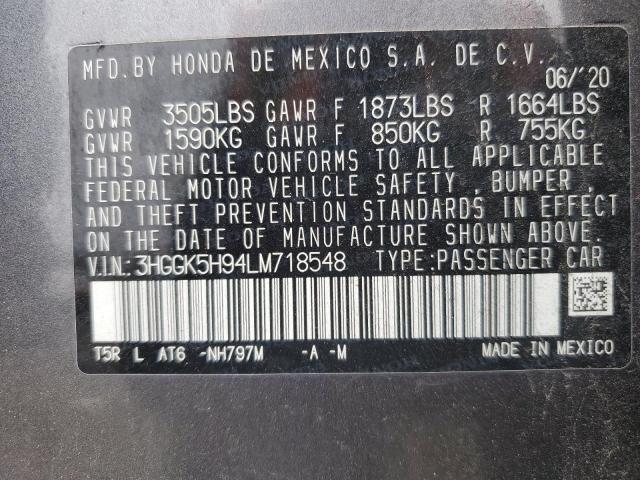 2020 HONDA FIT EXL - 3HGGK5H94LM718548