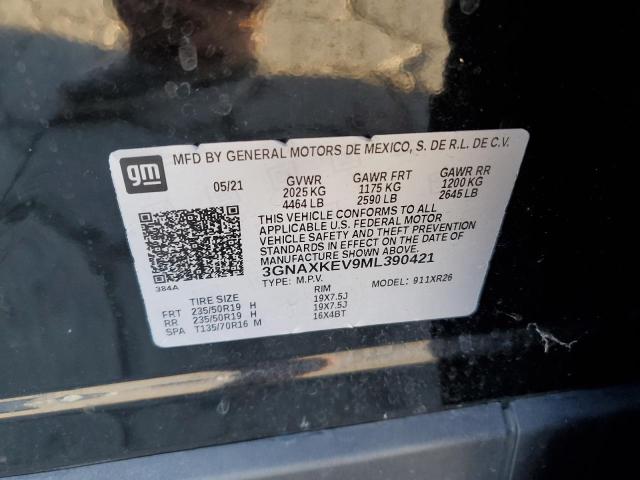 2021 Chevrolet Equinox Lt VIN: 3GNAXKEV9ML390421 Lot: 61529454