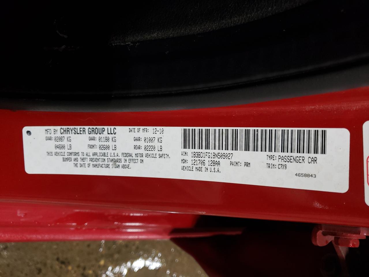 1B3BD1FG1BN509027 2011 Dodge Avenger Mainstreet