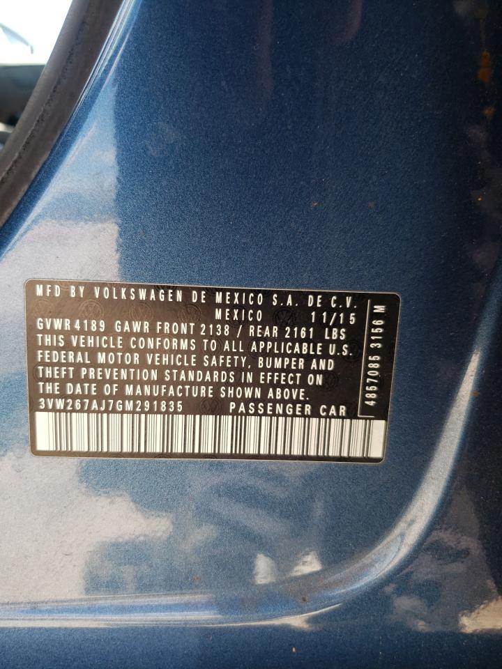 3VW267AJ7GM291835 2016 Volkswagen Jetta S