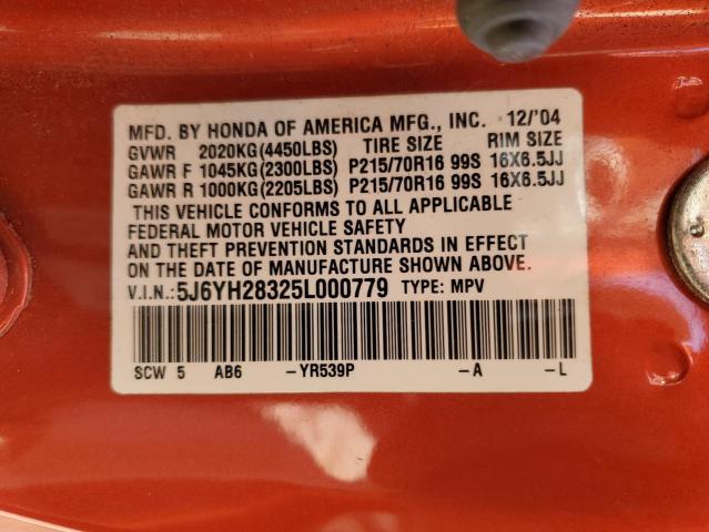 2005 Honda Element Lx VIN: 5J6YH28325L000779 Lot: 62572864