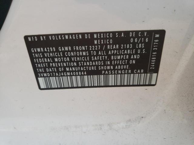 2016 Volkswagen Jetta Sport VIN: 3VWD17AJ4GM408844 Lot: 61908064