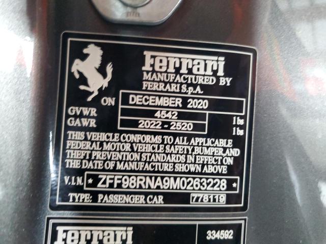 2021 Ferrari Roma VIN: ZFF98RNA9M0263228 Lot: 62719764